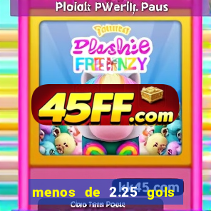 menos de 2.25 gols o que significa